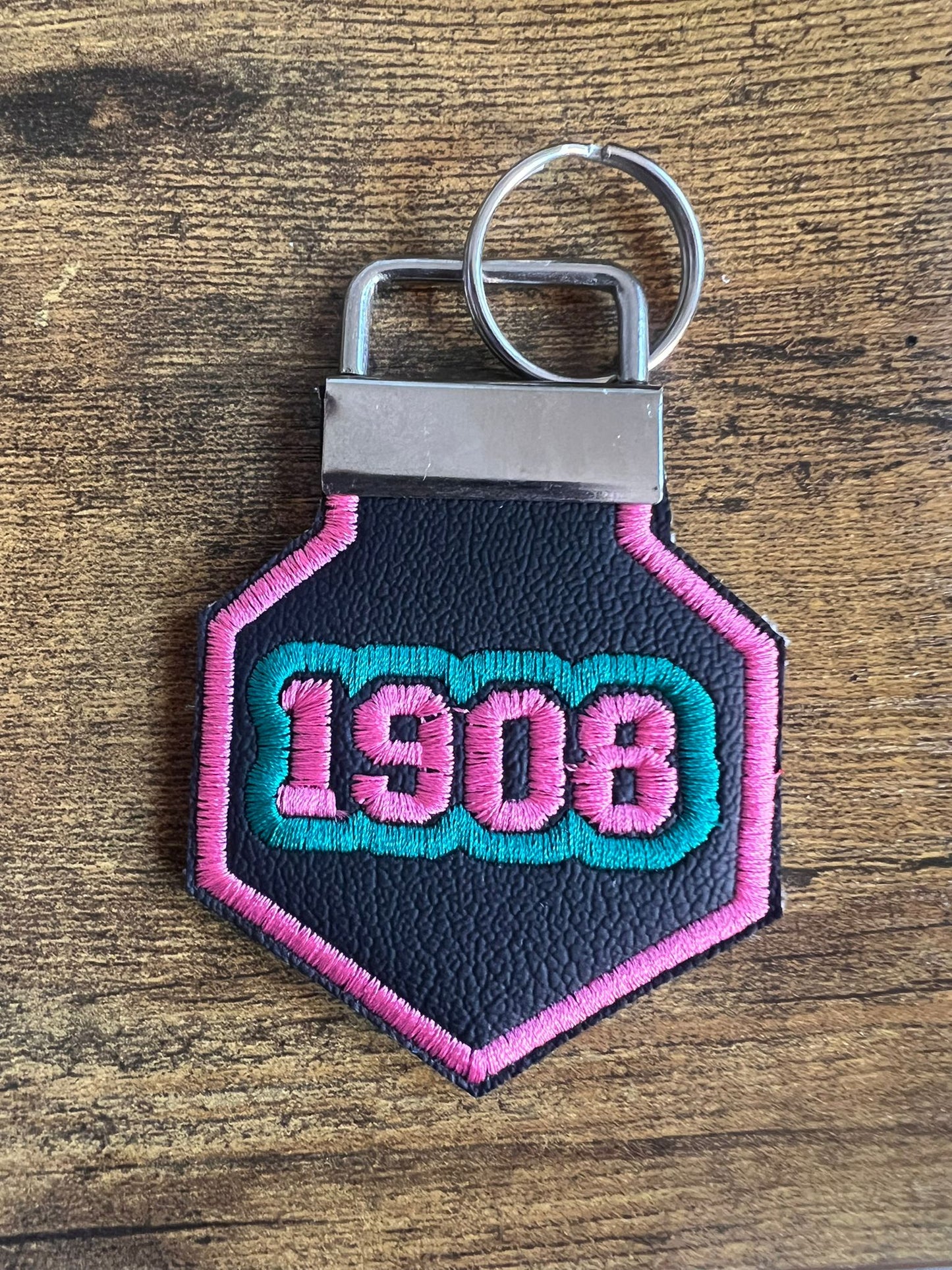 1908 Alpha Kappa Alpha KeyChain (Pink Border)