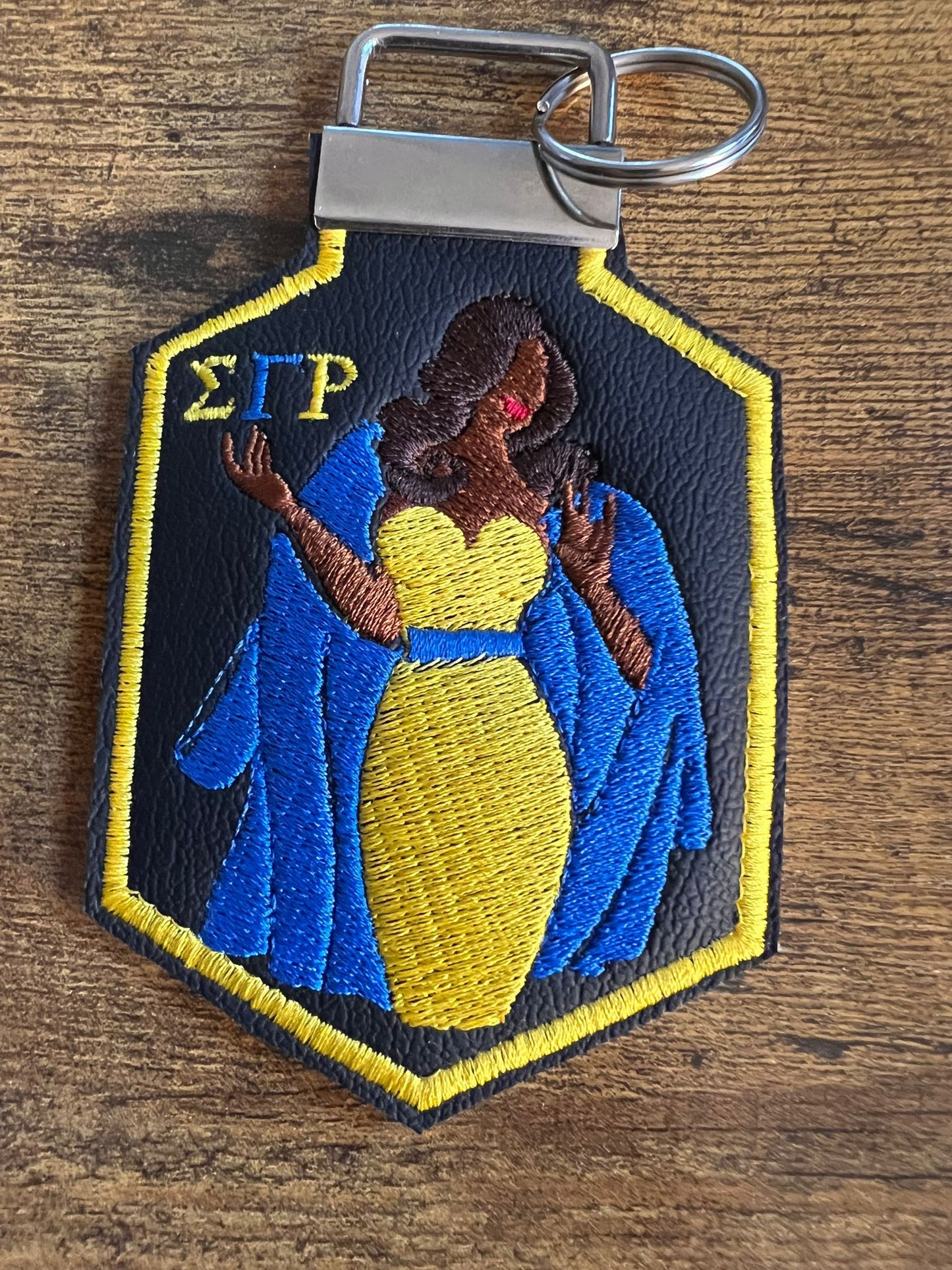Sigma Gamma Rho Bag Tag (Brown)/KeyRing/Yellow Border