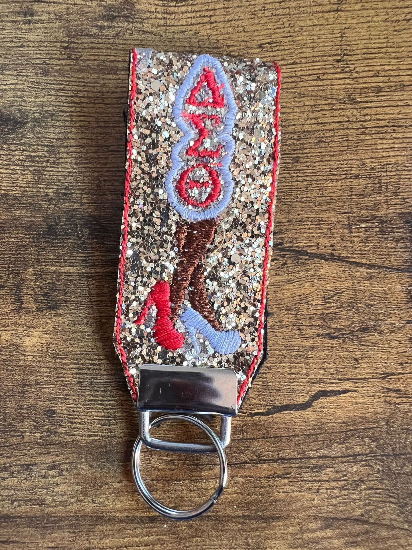Delta Sigma Theta Gold Glitter Looped KeyChain (Brown Legs)
