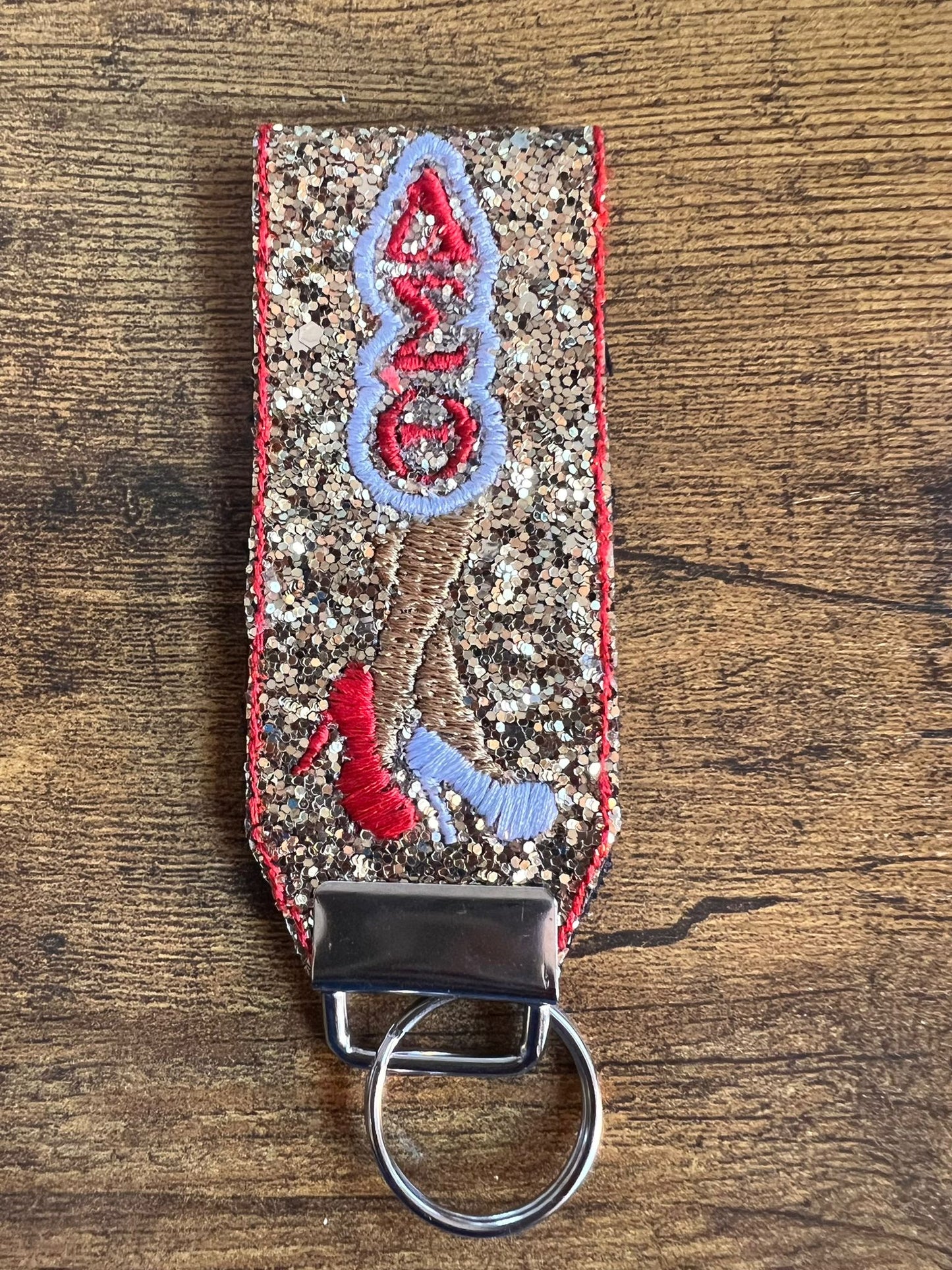 Delta Sigma Theta Gold Glitter Looped KeyChain (Tan Legs)