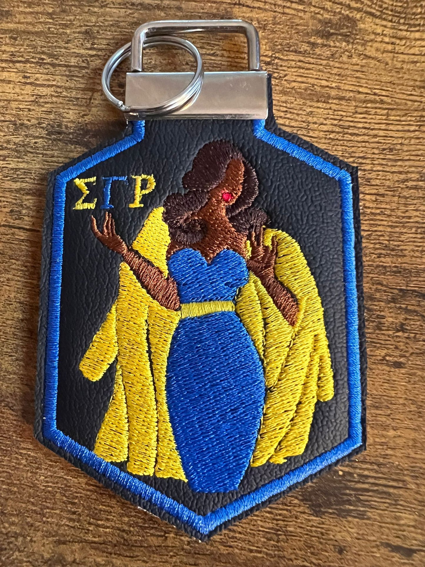 Sigma Gamma Rho Bag Tag (Brown)/KeyRing/Blue Border