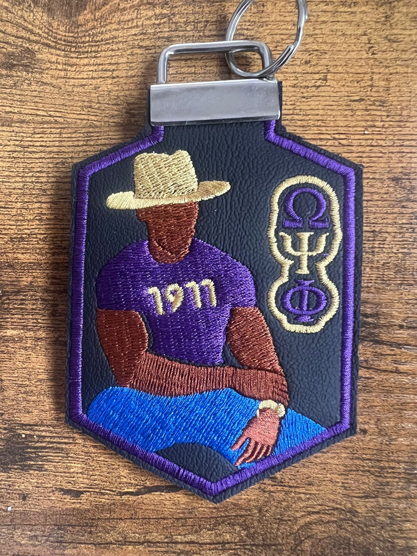 Omega Psi Phi Avatar Tag (Brown) Purple Border KeyRing  BUY NOW