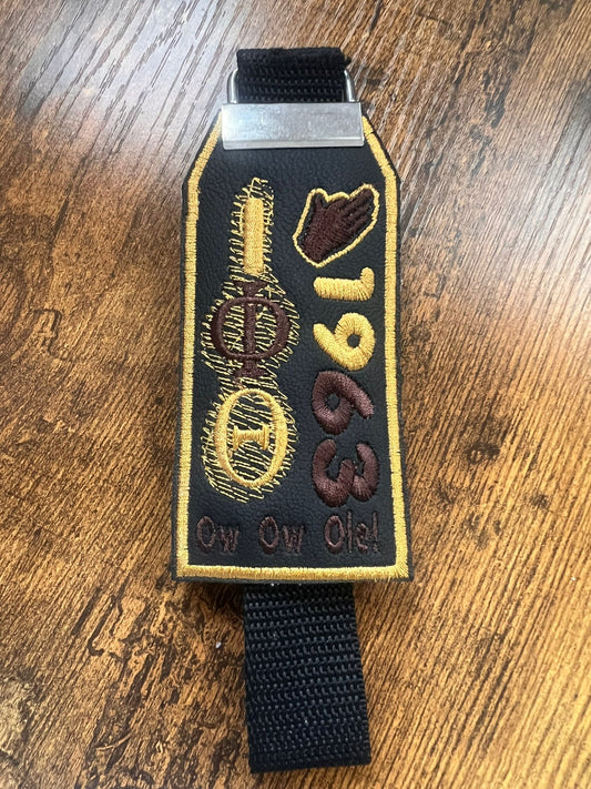 Iota Phi Theta Tag (Gold Border) Brown Hand  Strap BUY  NOW