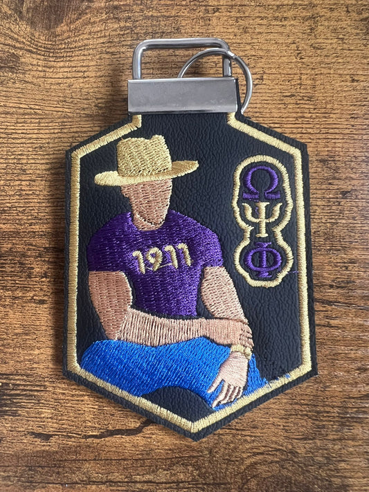 Omega Psi Phi Avatar Tag (Tan) Gold Border KeyRing BUY NOW