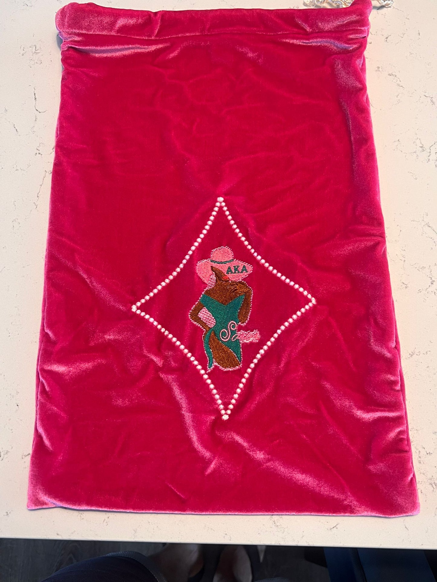 Alpha Kappa Alpha Avatar (Brown) - Velour Shoe Bag (Pink) - AS IS