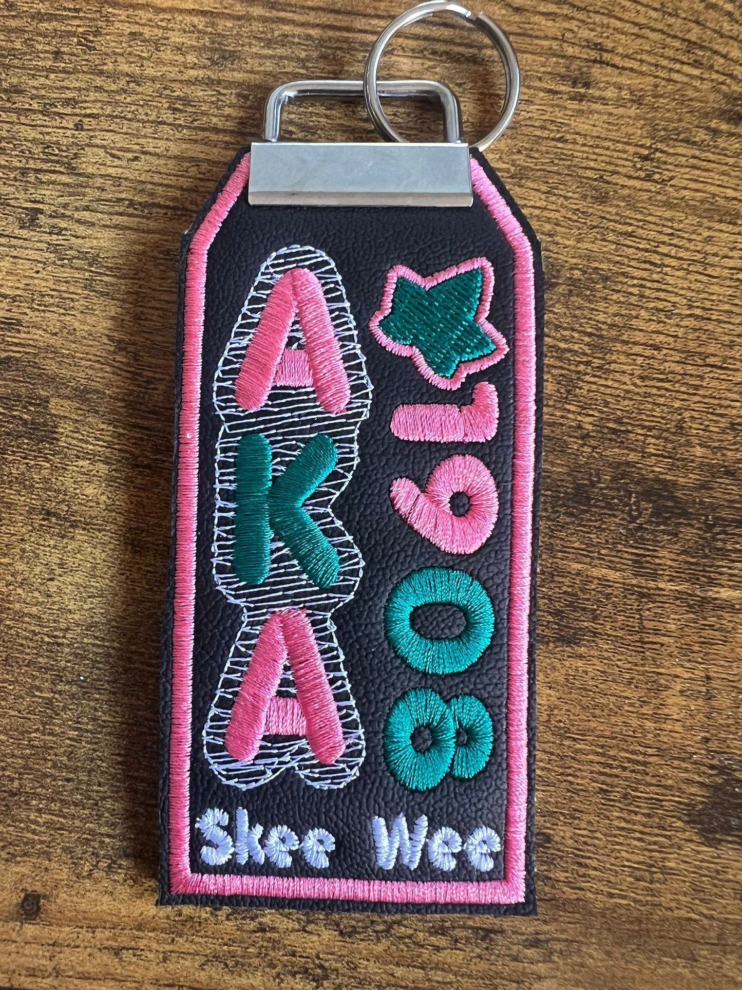 Alpha Kappa Alpha Bag Tag (Pink Border)/KeyRing