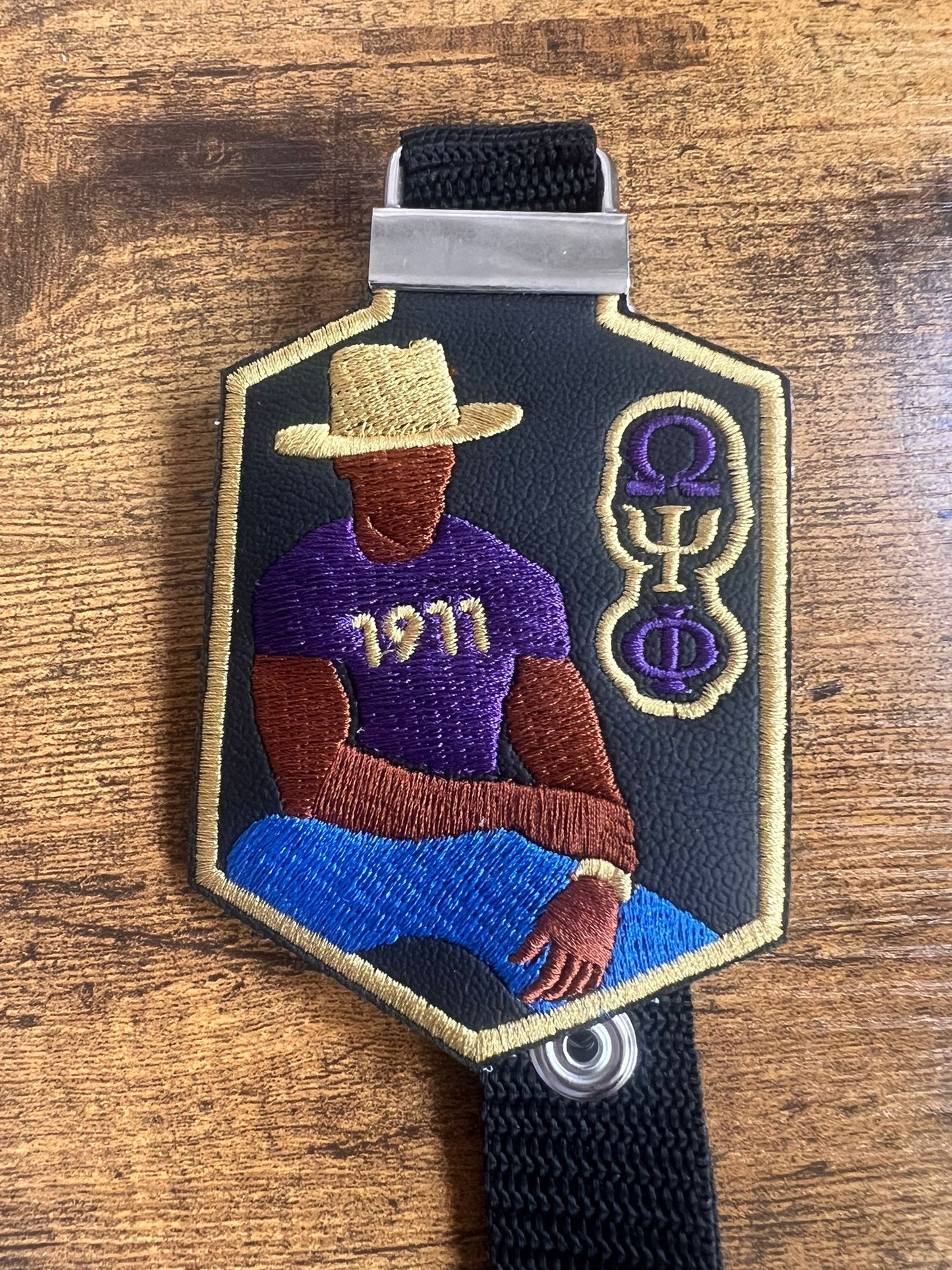 Omega Psi Phi Avatar Bag Tag (Brown) Gold Border Strap BUY NOW