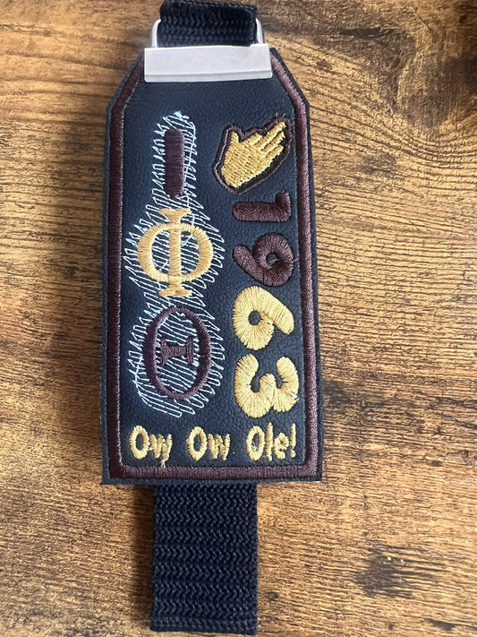 Iota Phi Theta Tag (Brown Border) Gold Hand Strap BUY NOW