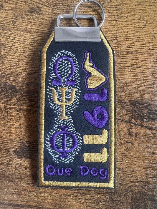 Omega Psi Phi Bag Tag (Gold Border) Key Ring  BUY NOW