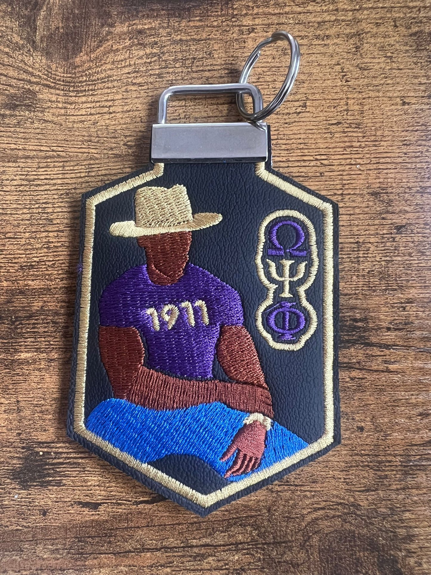 Omega Psi Phi Avatar Tag (Brown) Gold Border KeyRing BUY NOW