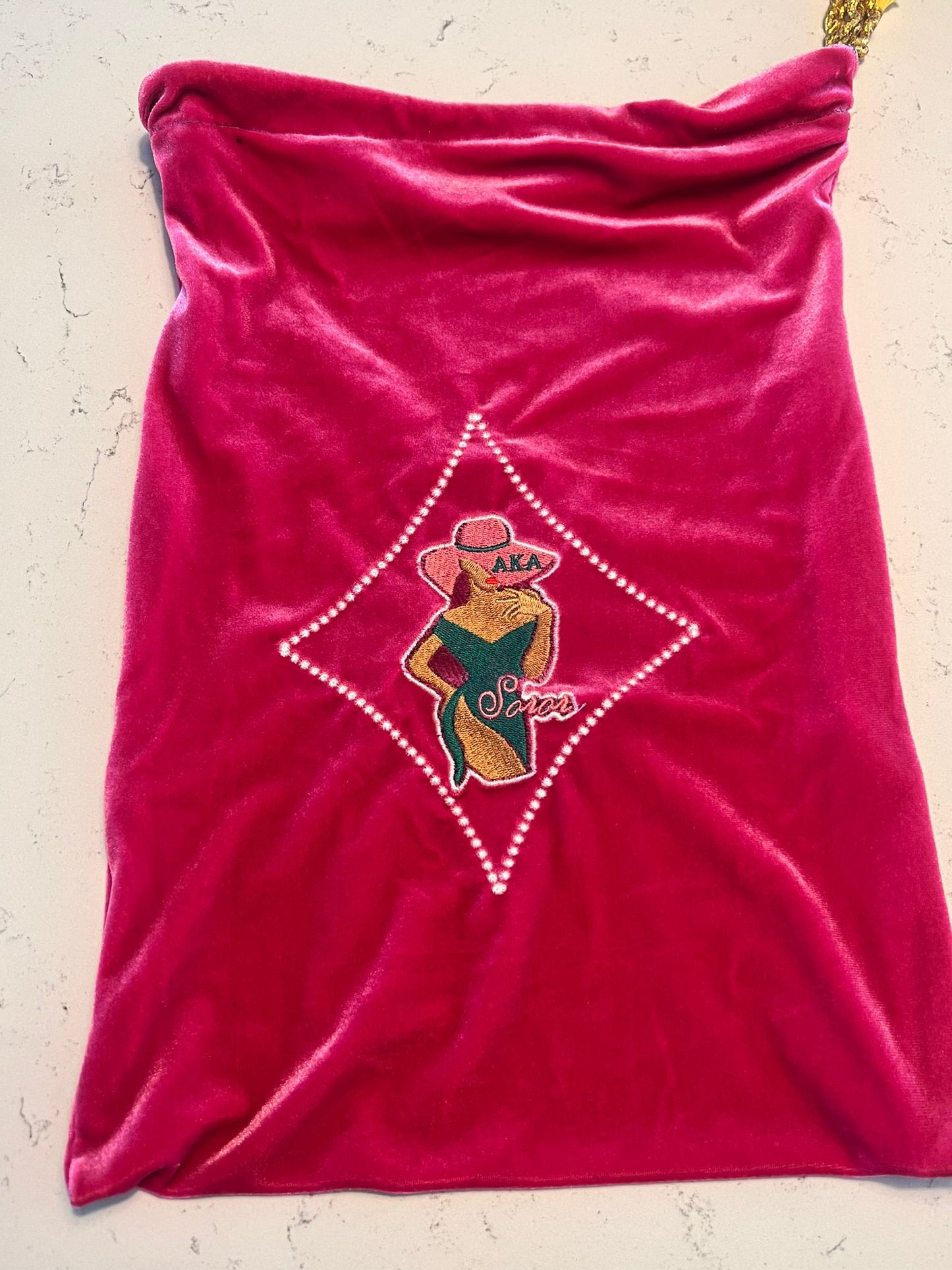 Alpha Kappa Alpha Avatar (Tan) - Velour Shoe Bag (Pink) - AS IS