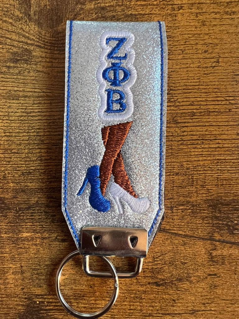Zeta Phi Beta Silver Looped KeyChain Brown Legs BUY NOW
