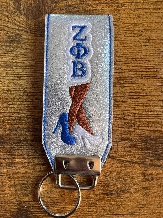 Zeta Phi Beta Silver Looped KeyChain Brown Legs BUY NOW