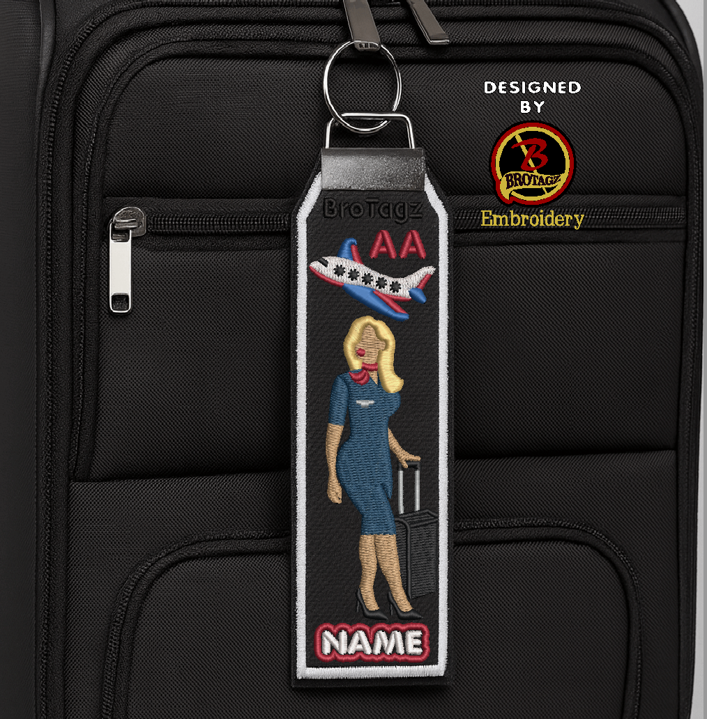 AMERICAN AIR Lady Avatar - Walking w/ Luggage - Classic Bag Tag