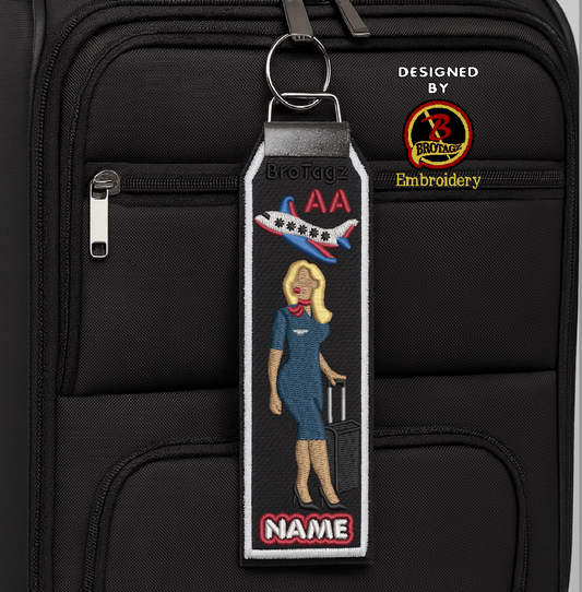 AMERICAN AIR Lady Avatar - Walking w/ Luggage - Classic Bag Tag