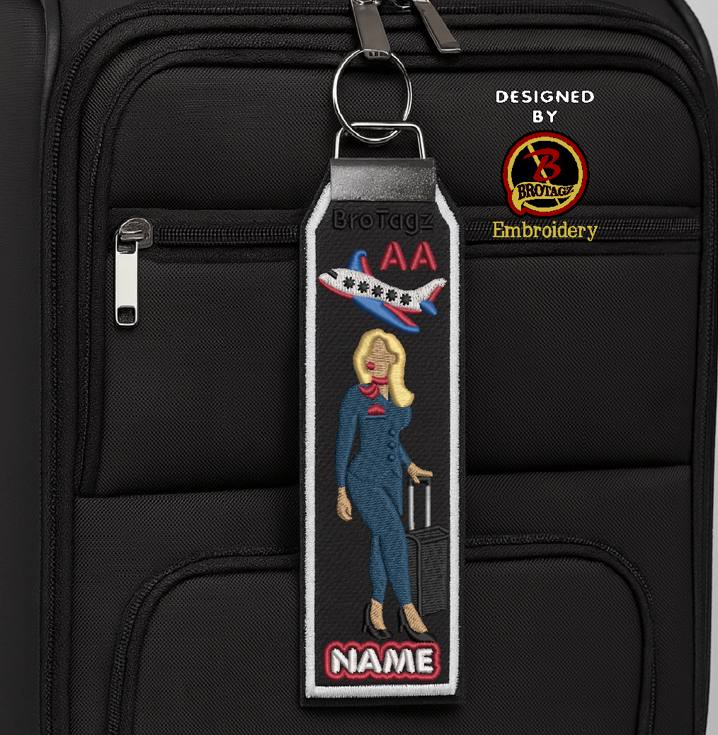 AMERICAN AIR Lady Avatar - Walking w/ Luggage - Classic Bag Tag