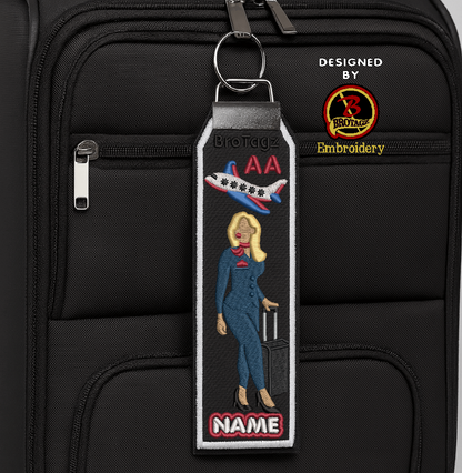 AMERICAN AIR Lady Avatar - Walking w/ Luggage - Classic Bag Tag