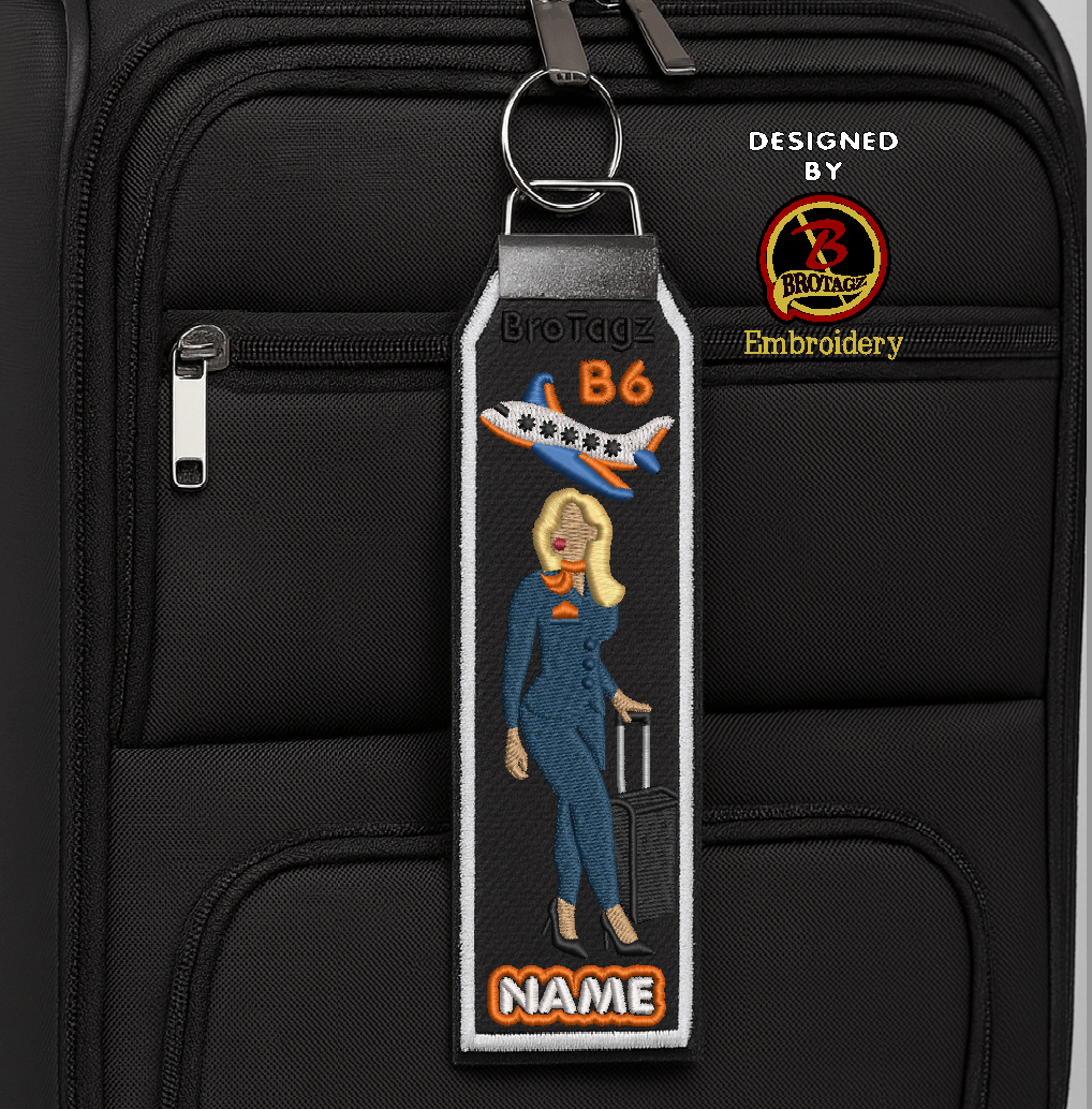 JETBLUE AIR Lady Avatar - Walking w/ Luggage - Classic Bag Tag
