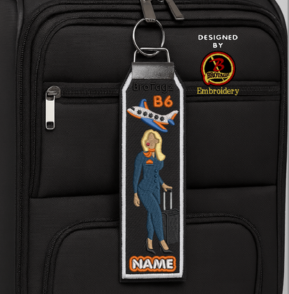 JETBLUE AIR Lady Avatar - Walking w/ Luggage - Classic Bag Tag