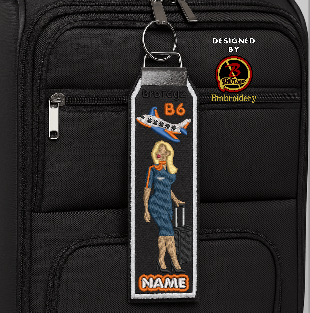 JETBLUE AIR Lady Avatar - Walking w/ Luggage - Classic Bag Tag