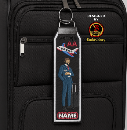 AMERICAN AIR Guy Avatar - Standing w/ Luggage - Classic Bag Tag