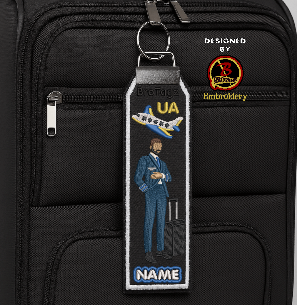 UNITED AIR Guy Avatar - Standing w/ Luggage - Classic Bag Tag
