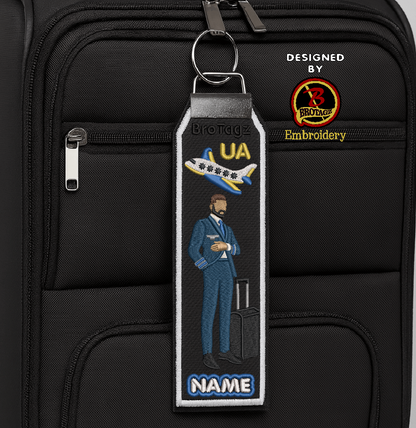 UNITED AIR Guy Avatar - Standing w/ Luggage - Classic Bag Tag