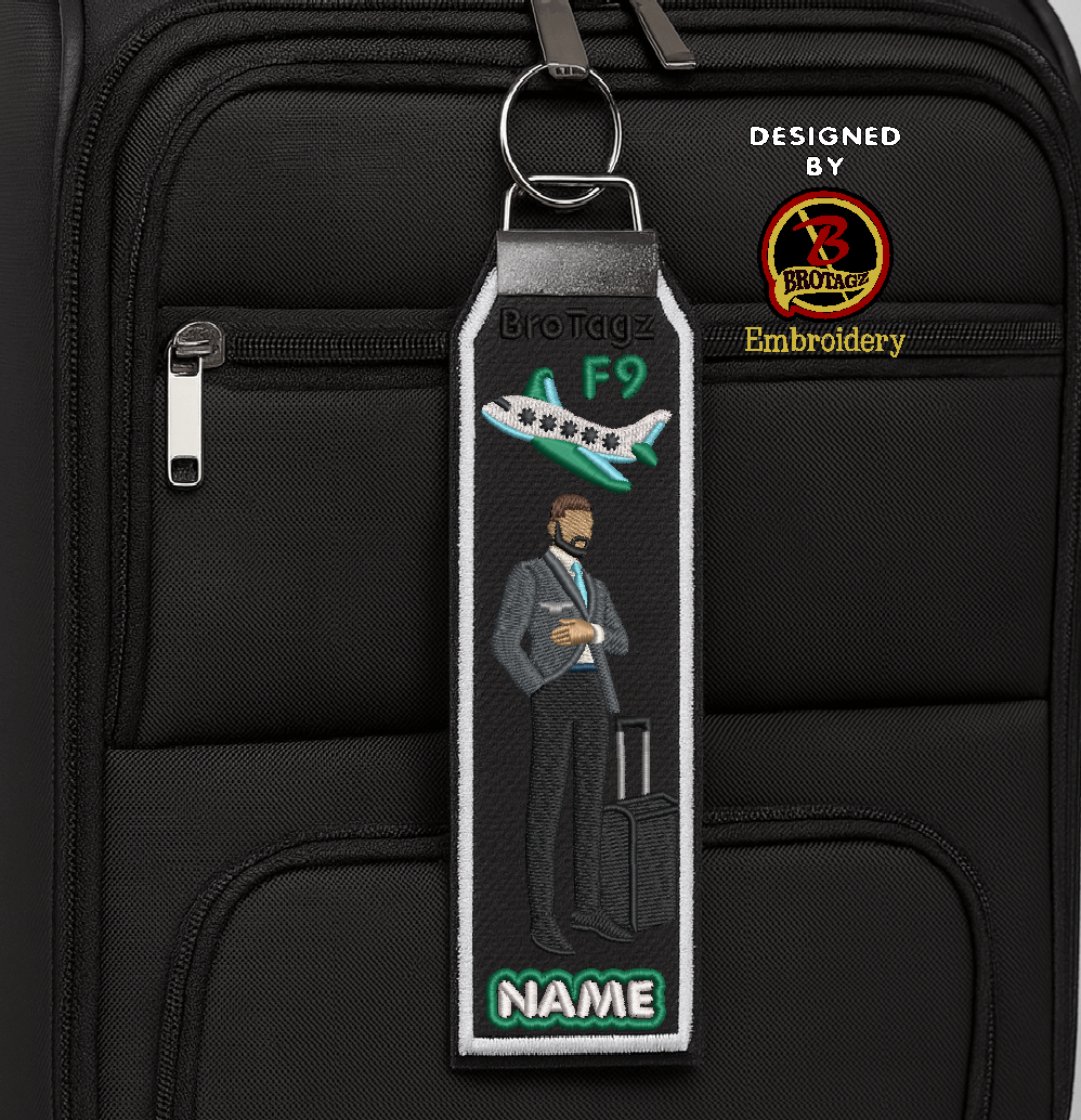 FRONTIER AIR Guy Avatar - Standing w/ Luggage - Classic Bag Tag