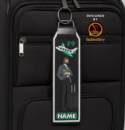 FRONTIER AIR Guy Avatar - Standing w/ Luggage - Classic Bag Tag