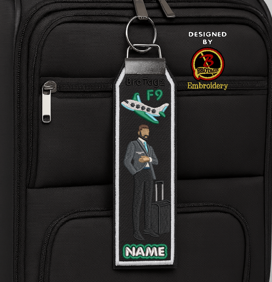 FRONTIER AIR Guy Avatar - Standing w/ Luggage - Classic Bag Tag