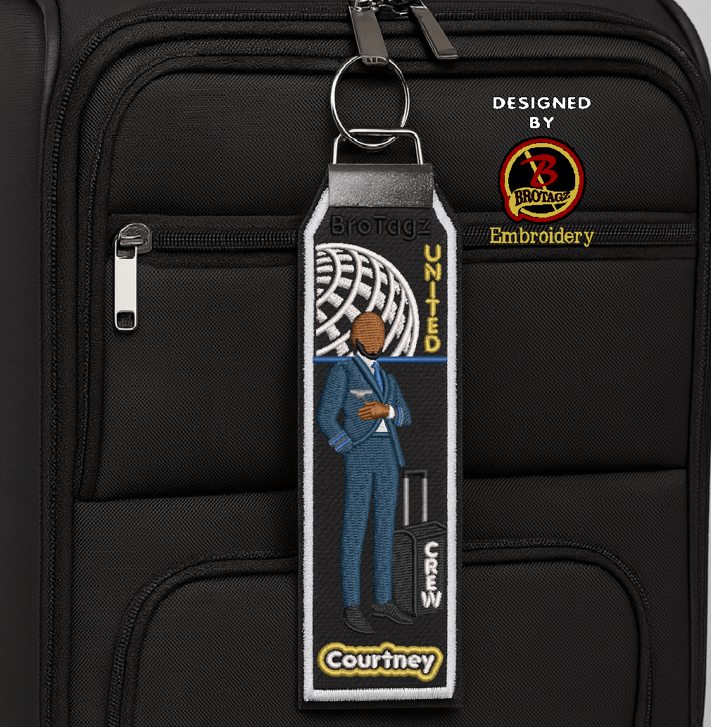 UNITED AIR Guy Avatar - Standing w/ Luggage - Classic Bag Tag