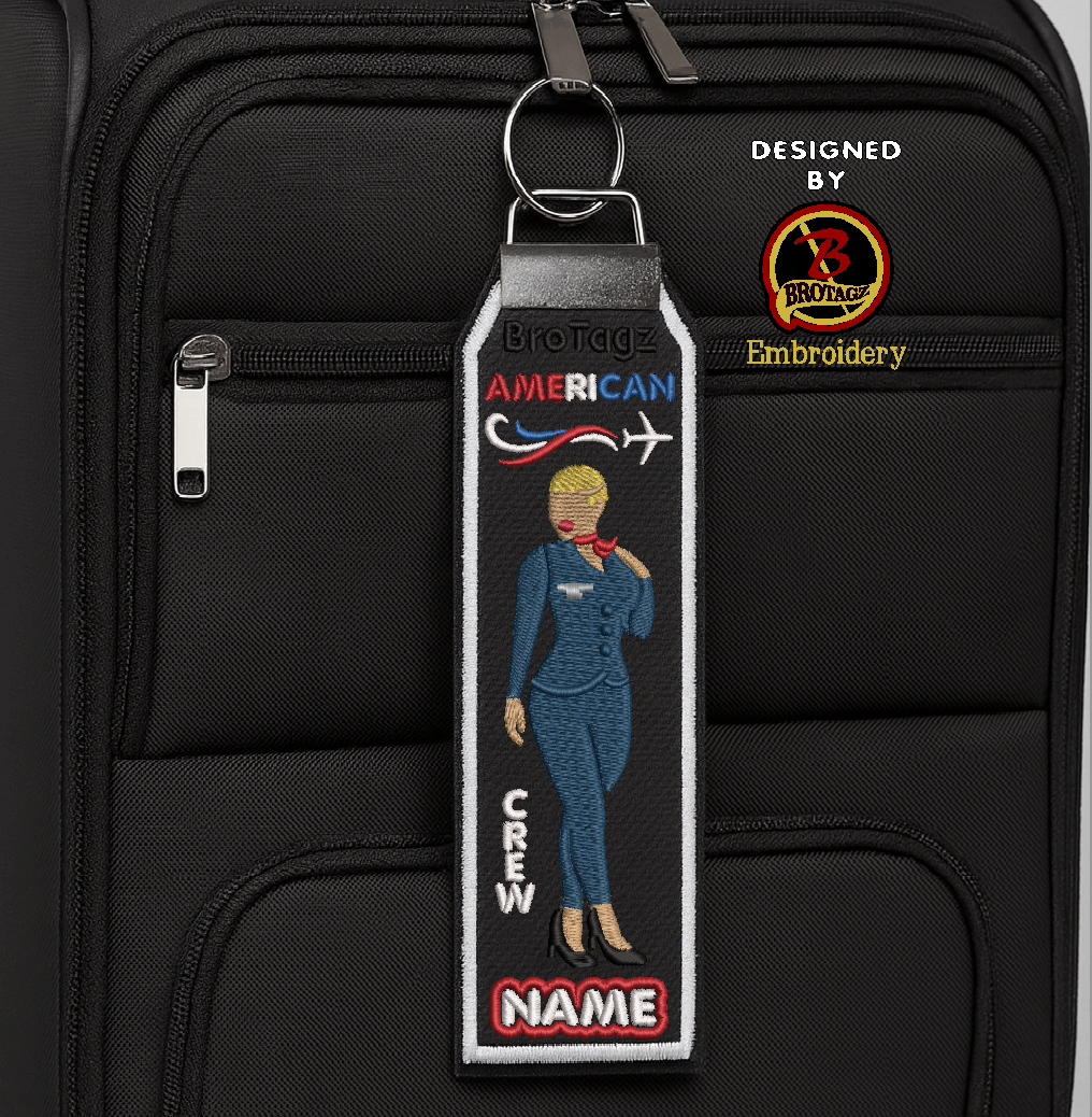 AMERICAN AIR Lady Avatar - Hand on Shoulder Perch - Classic Bag Tag
