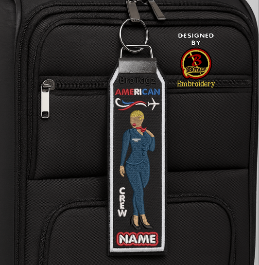 AMERICAN AIR Lady Avatar - Hand on Shoulder Perch - Classic Bag Tag