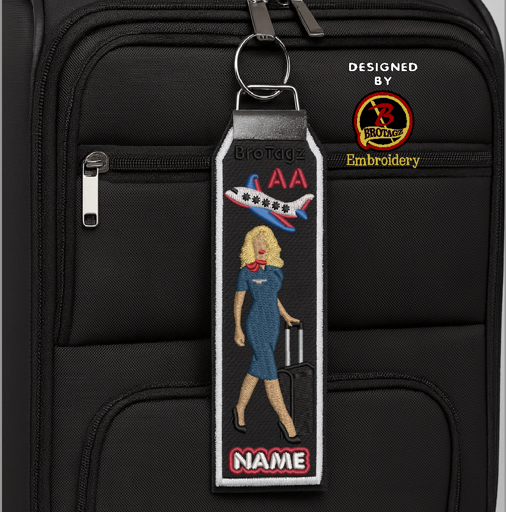 AMERICAN AIR Lady Avatar - Stride w/ Luggage - Classic Bag Tag