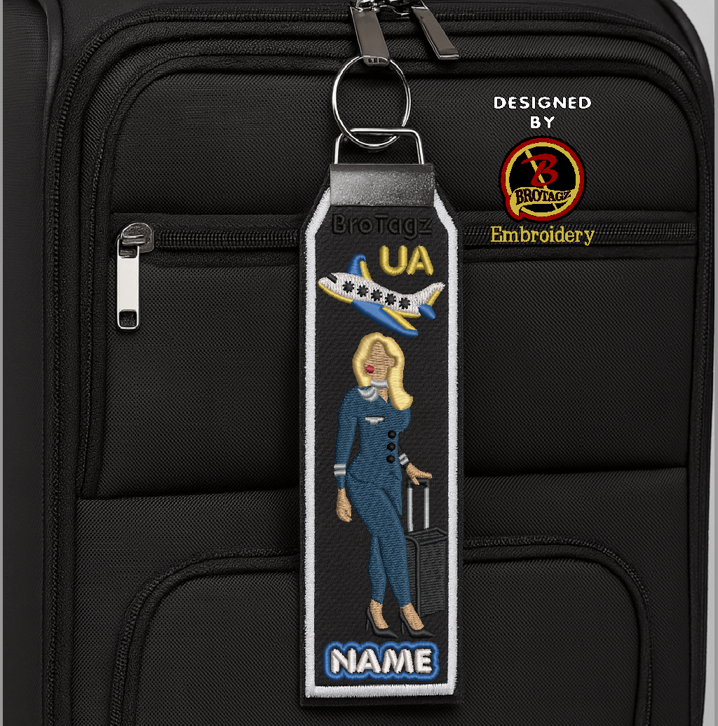 UNITED AIR Lady Avatar - Walking w/ Luggage - Classic Bag Tag