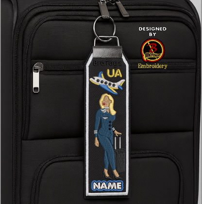 UNITED AIR Lady Avatar - Walking w/ Luggage - Classic Bag Tag