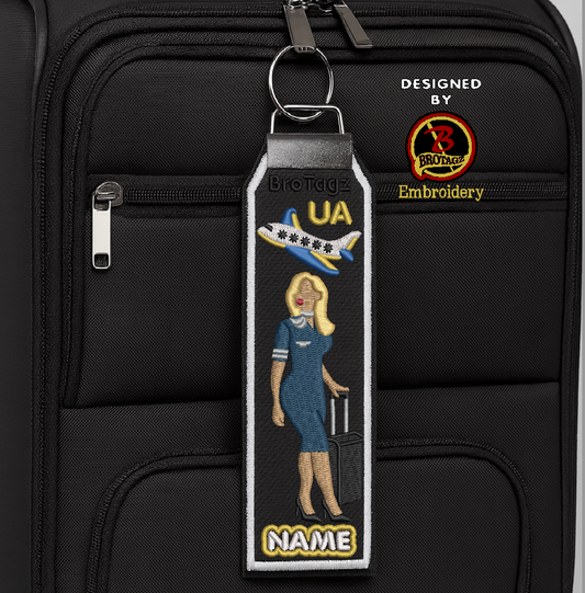 UNITED AIR Lady Avatar - Walking w/ Luggage - Classic Bag Tag