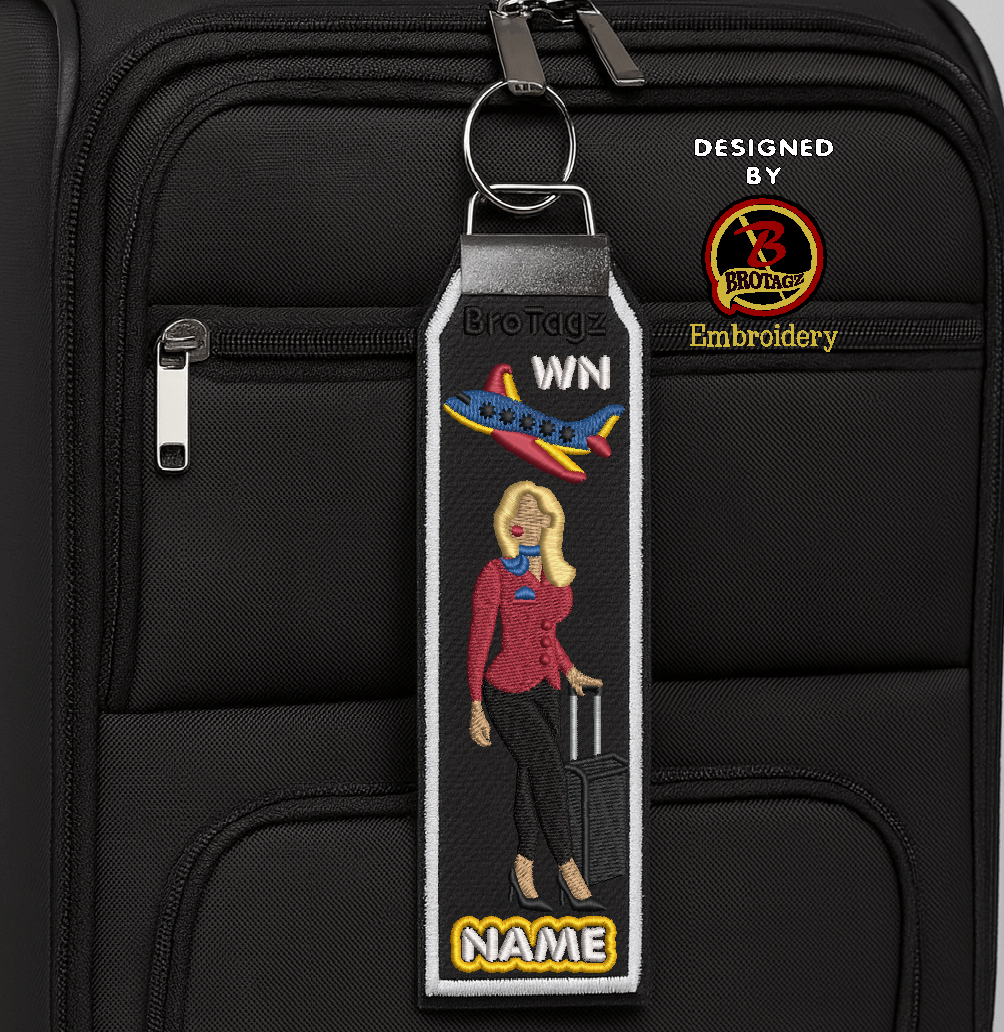 SOUTHWEST AIR Lady Avatar - Walking w/ Luggage - Classic Bag Tag