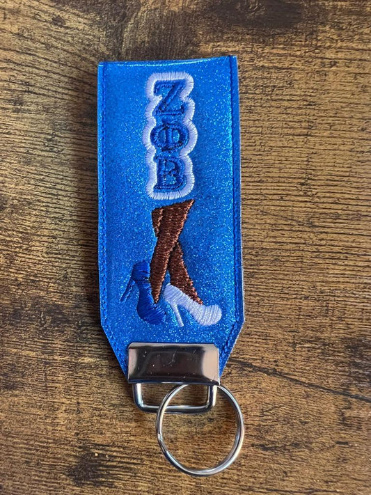 Zeta Phi Beta Blue Looped KeyChain Brown Legs BUY NOW