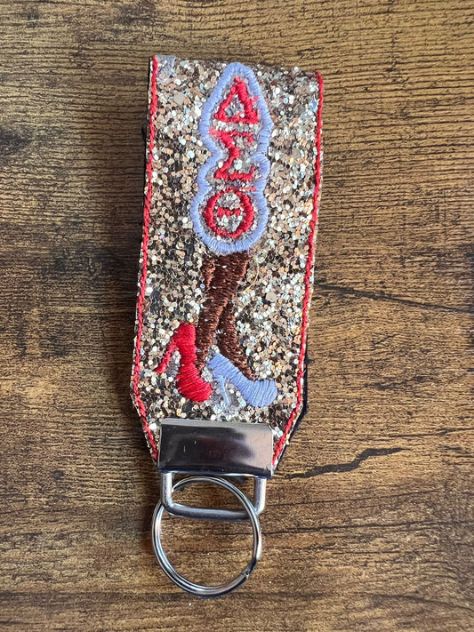 Delta Sigma Theta Gold Glitter Looped KeyChain (Brown Legs) Clearance