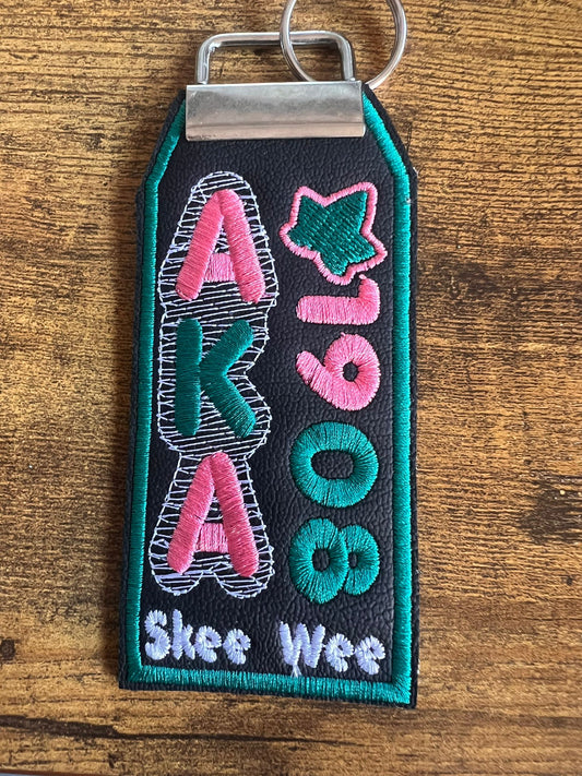 Alpha Kappa Alpha 1908 (Green Border) - Classic Mini Bag Tag (Keyring) - BUY NOW