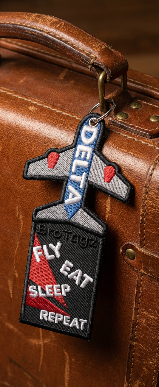 DELTA AIR Fly Eat Sleep Repeat - Airplane MINI Bag Tag