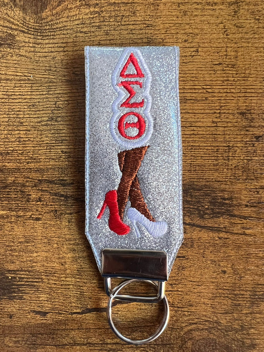 Delta Sigma Theta Silver Looped KeyChain (Brown Legs) Clearance
